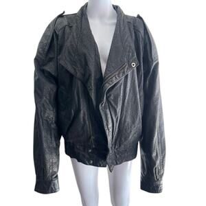 Vintage Byrnes & Baker Black Leather Bomber Jacket Men’s M 80s 90s Moto Biker